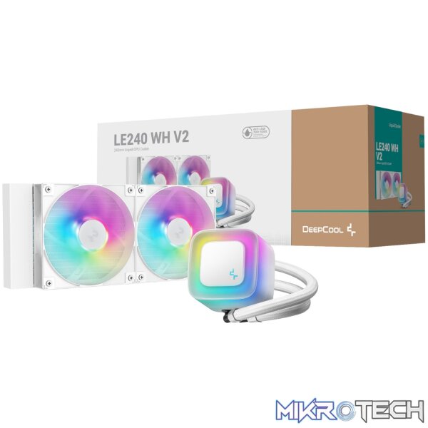 DeepCool LE240 V2 240mm ARGB AIO CPU Liquid Cooler - White DeepCool LE240 V2 240mm ARGB AIO CPU Liquid Cooler - White