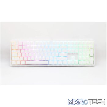 Ducky Keyboard Zero 6108 100% Mechanical Wireless Keyboard; RGB; USB 2.0 / 2.4GHz / BT - White - Cherry MX2A Blue switches.