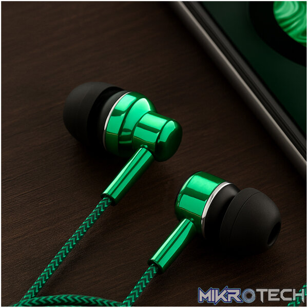 EB250 EARPHONE WIRE MIC 3.5MM GREEN - Image 2