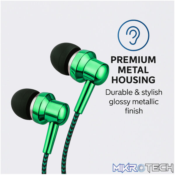 EB250 EARPHONE WIRE MIC 3.5MM GREEN - Image 3