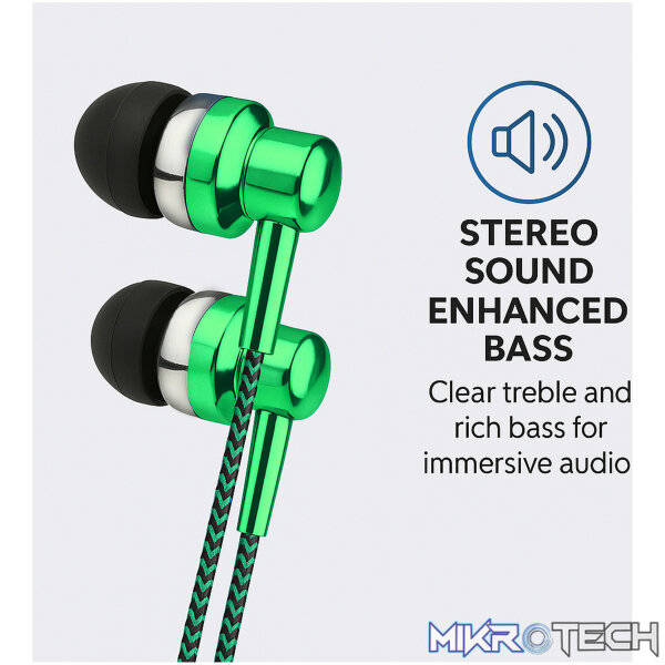 EB250 EARPHONE WIRE MIC 3.5MM GREEN - Image 4