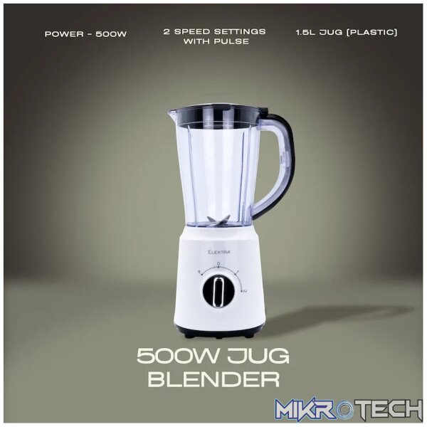ELEKTRA - 500W 1.5L JUG BLENDER (PLASTIC JUG) - Image 2