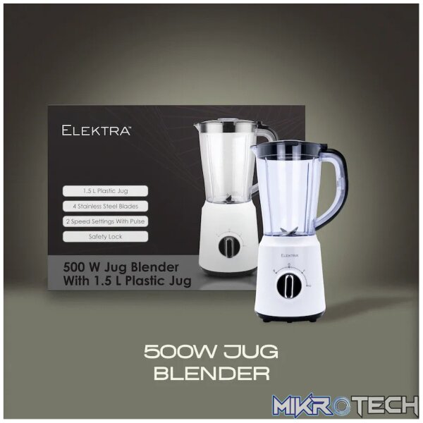 ELEKTRA - 500W 1.5L JUG BLENDER (PLASTIC JUG) - Image 6