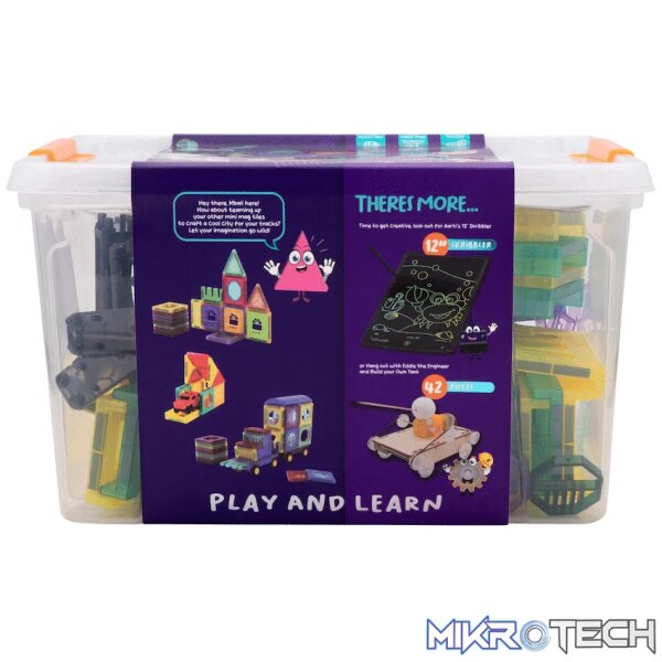 Edu-Matic Mini-Mag Magnetic Tile Tracks with 2 Cars and 93 Pieces - Image 2