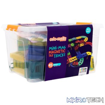 Edu-Matic Mini-Mag Magnetic Tile Tracks with 2 Cars and 93 Pieces