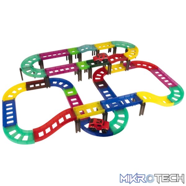 Edu-Matic Mini-Mag Magnetic Tile Tracks with 2 Cars and 93 Pieces - Image 8