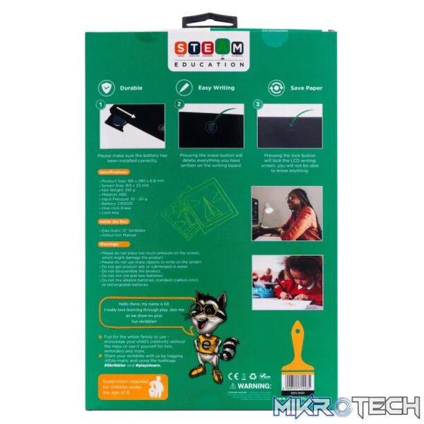 Edu-Matic Skribbler - 12in LCD Writing Tablet with 1 Delete Button - Image 3