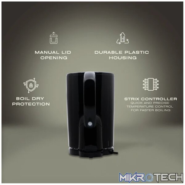 Elektra 1.7l Plastic Cordless Kettle - Black - Image 3