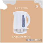 Elektra 1.7l Plastic Kettle - White - Image 2