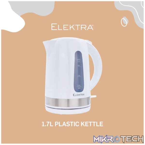 Elektra 1.7l Plastic Kettle - White - Image 2