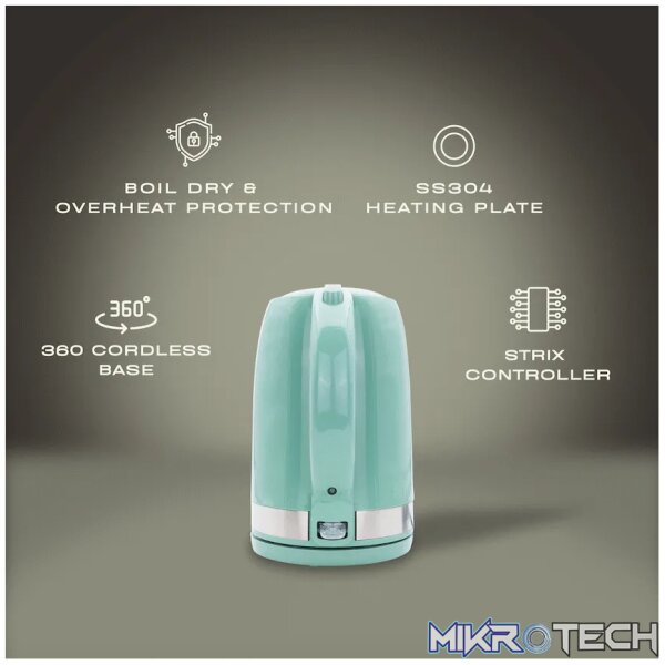 Elektra 2200w 1.7l Plastic Kettle - Green - Image 3