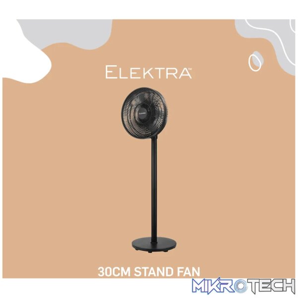 Elektra 30cm Stand Fan - Black - Image 8