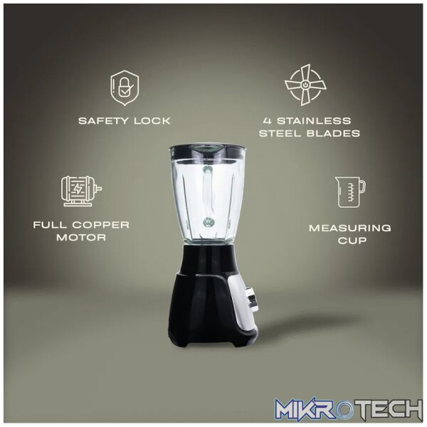 Elektra - 500w 1.5l Jug Blender (Glass Jug) - Image 2