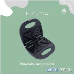 Elektra 700w Sandwich Press - Black - Image 2