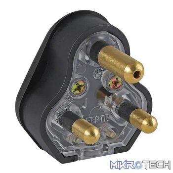 Ellies 16a Heavy-Duty Rubber Screw-on Plug Top - Black