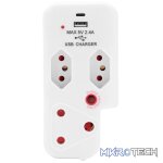 Ellies 3 Way Medium Surge Adaptor with Type C + USB - White - Image 7