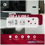 Ellies  3 Way Medium Surge adaptor Schuko,with type C + USB - Image 11