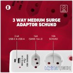 Ellies  3 Way Medium Surge adaptor Schuko,with type C + USB - Image 12