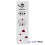Ellies  3 Way Medium Surge adaptor Schuko,with type C + USB - Image 7