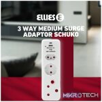 Ellies  3 Way Medium Surge adaptor Schuko,with type C + USB - Image 9