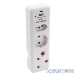 Ellies  3 Way Medium Surge adaptor Schuko,with type C + USB - Image 10