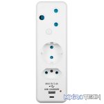 Ellies 3-Way Schuko Adaptor with Type-C + USB - White - Image 2