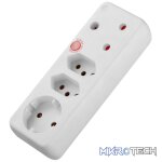 Ellies 4-Way Medium Surge Adaptor with Schuko - White - Image 2
