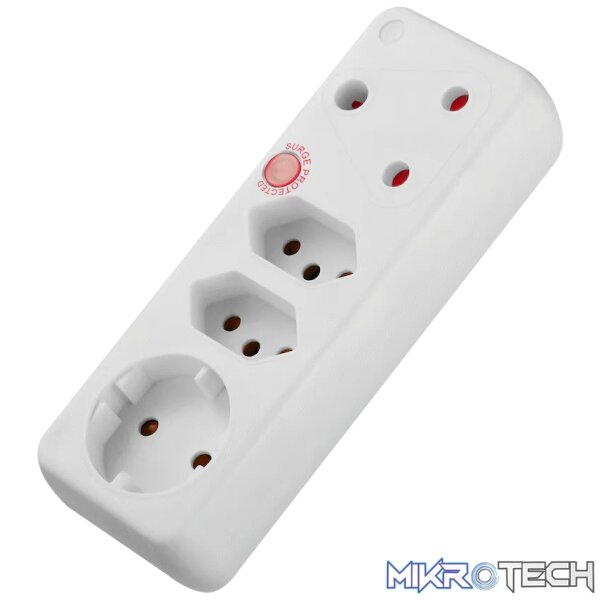 Ellies 4-Way Medium Surge Adaptor with Schuko - White - Image 2