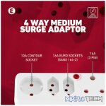 Ellies 4-Way Medium Surge Adaptor with Schuko - White - Image 12