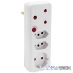 Ellies 4-Way Medium Surge Adaptor with Schuko - White