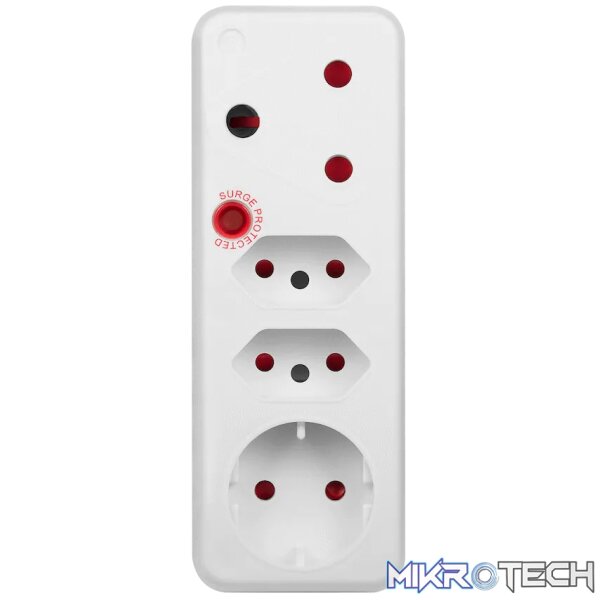 Ellies 4-Way Medium Surge Adaptor with Schuko - White - Image 3