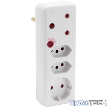 Ellies 4-Way Medium Surge Adaptor with Schuko - White