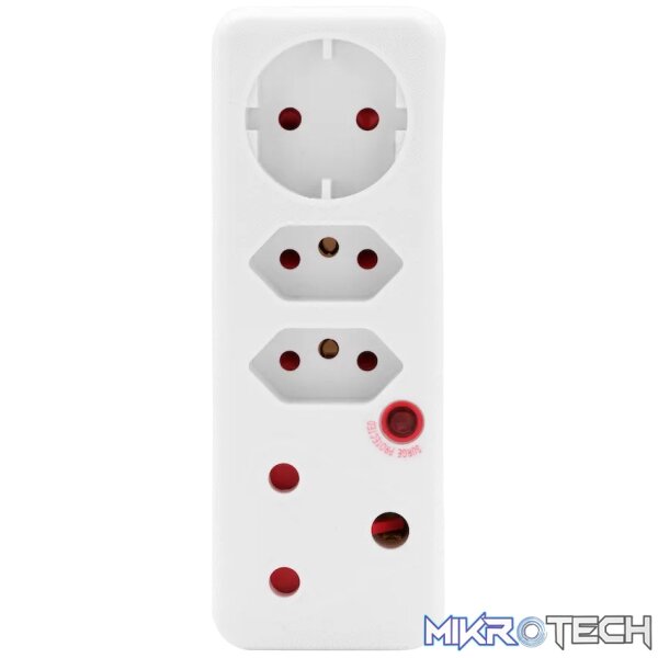 Ellies 4-Way Medium Surge Adaptor with Schuko - White - Image 5