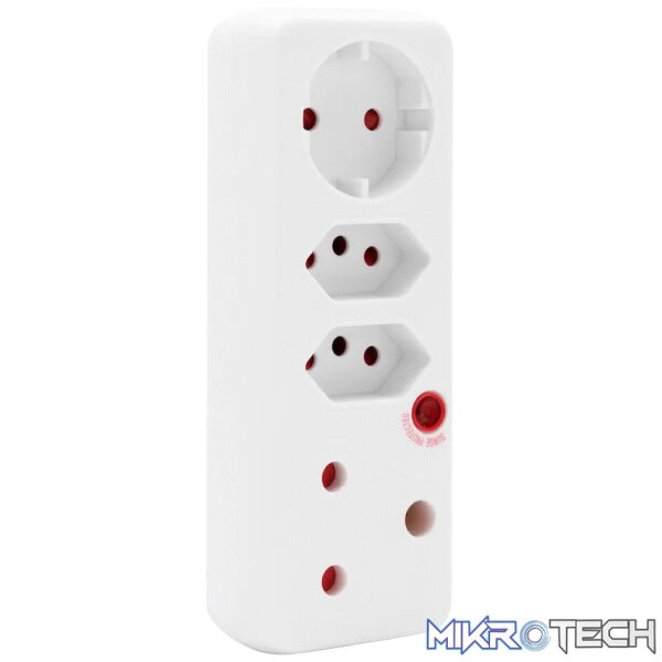 Ellies 4-Way Medium Surge Adaptor with Schuko - White - Image 6