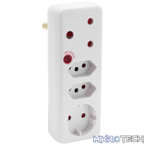 Ellies 4-Way Medium Surge Adaptor with Schuko - White Ellies 4-Way Medium Surge Adaptor with Schuko - White