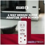 Ellies 4-Way Medium Surge Adaptor with Schuko - White - Image 9