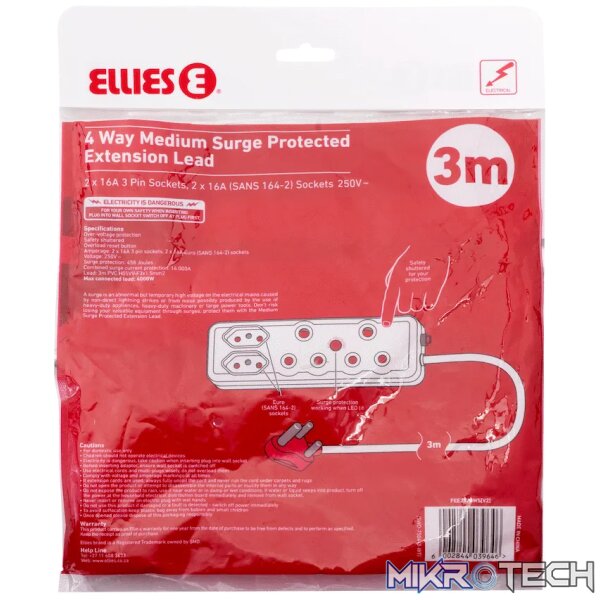 Ellies 4 Way Medium Surge Extension Lead -3M - Image 6