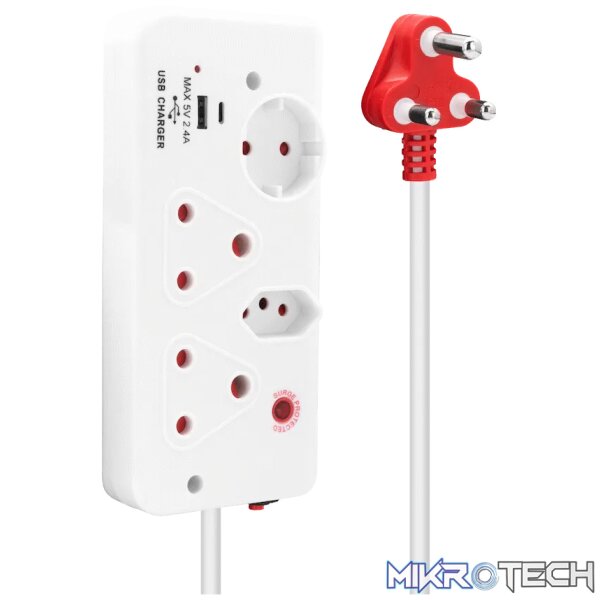Ellies 4-Way Medium Surge Multiplug with USB-A+USB-C 0.5m - Image 4
