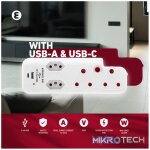 Ellies  4 Way Medium Surge adaptor with type C + USB - Image 11