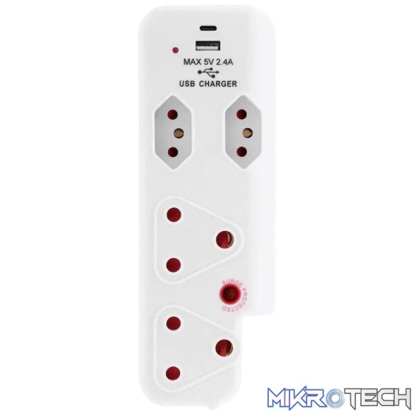 Ellies  4 Way Medium Surge adaptor with type C + USB - Image 8