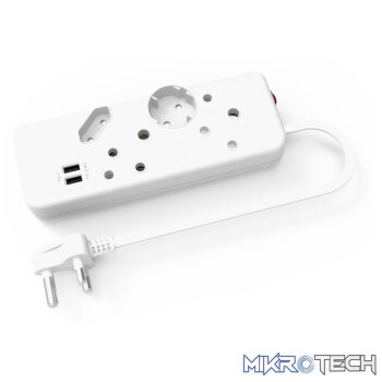 Ellies 4-Way Multiplug - 2 x USB 2.4a - 0.4m