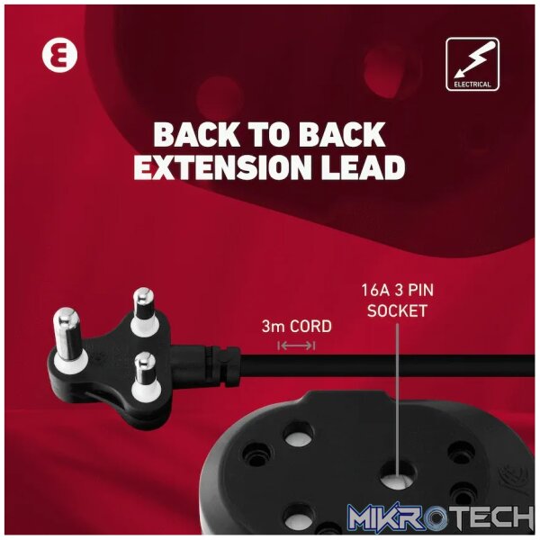 Ellies Back to Back Heavy Duty Extension Lead - 3m - Image 12