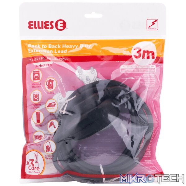 Ellies Back to Back Heavy Duty Extension Lead - 3m - Image 5