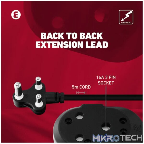 Ellies Back to Back Heavy Duty Extension Lead - 5m - Image 12