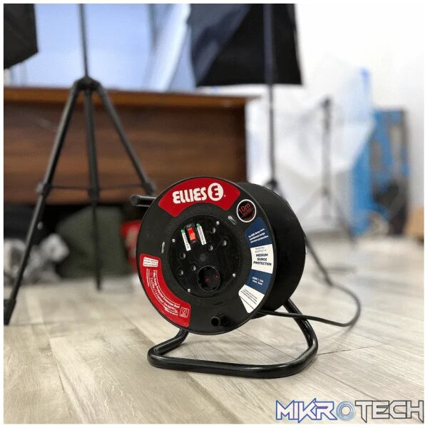 Ellies Heavy Duty Medium Surge Protected Extension Reel 10m - Black - Image 11