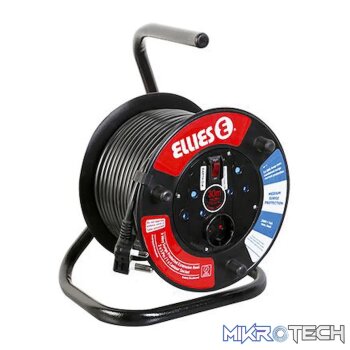 Ellies Heavy Duty Medium Surge Protected Extension Reel 10m - Black