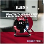 Ellies Heavy Duty Medium Surge Protected Extension Reel 10m - Black - Image 7