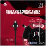 Ellies Heavy Duty Medium Surge Protected Extension Reel 10m - Black - Image 10