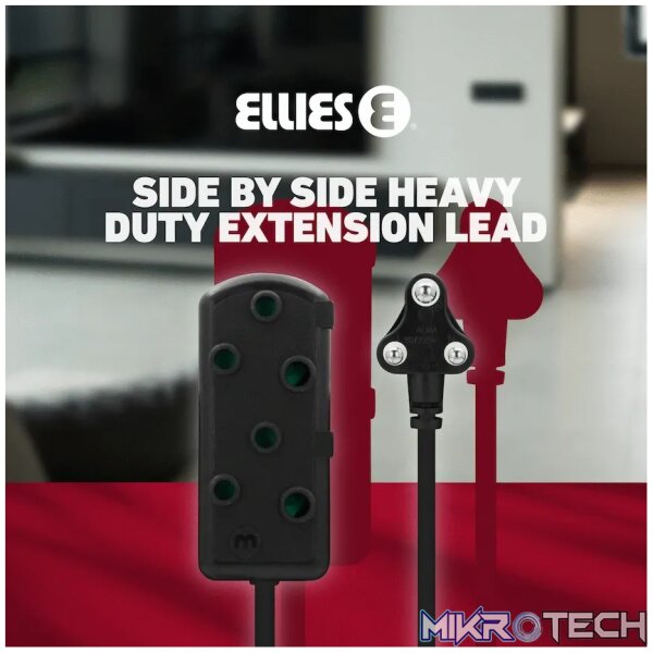 Ellies Side by Side Heavy Duty Extension Lead-5M-BK - Image 11