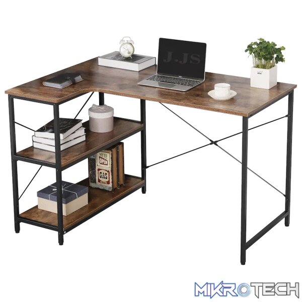 Everfurn Anthony L-Shaped Corner Work Desk - Steel Frame - Image 2